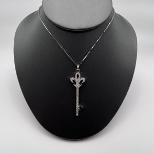 14K White Gold Fleur de Lis Diamond Pendant