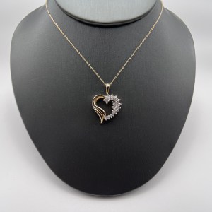 10K Yellow Gold Heart Diamond Pendant