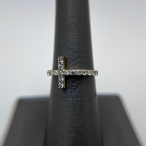 10k Yellow Gold Cubic Zirconia  Cross Ring