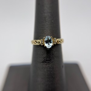 10k Yellow Gold March Birthstone Ring