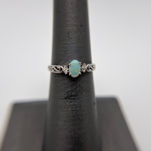 10k White Gold October Birthstone Ring
